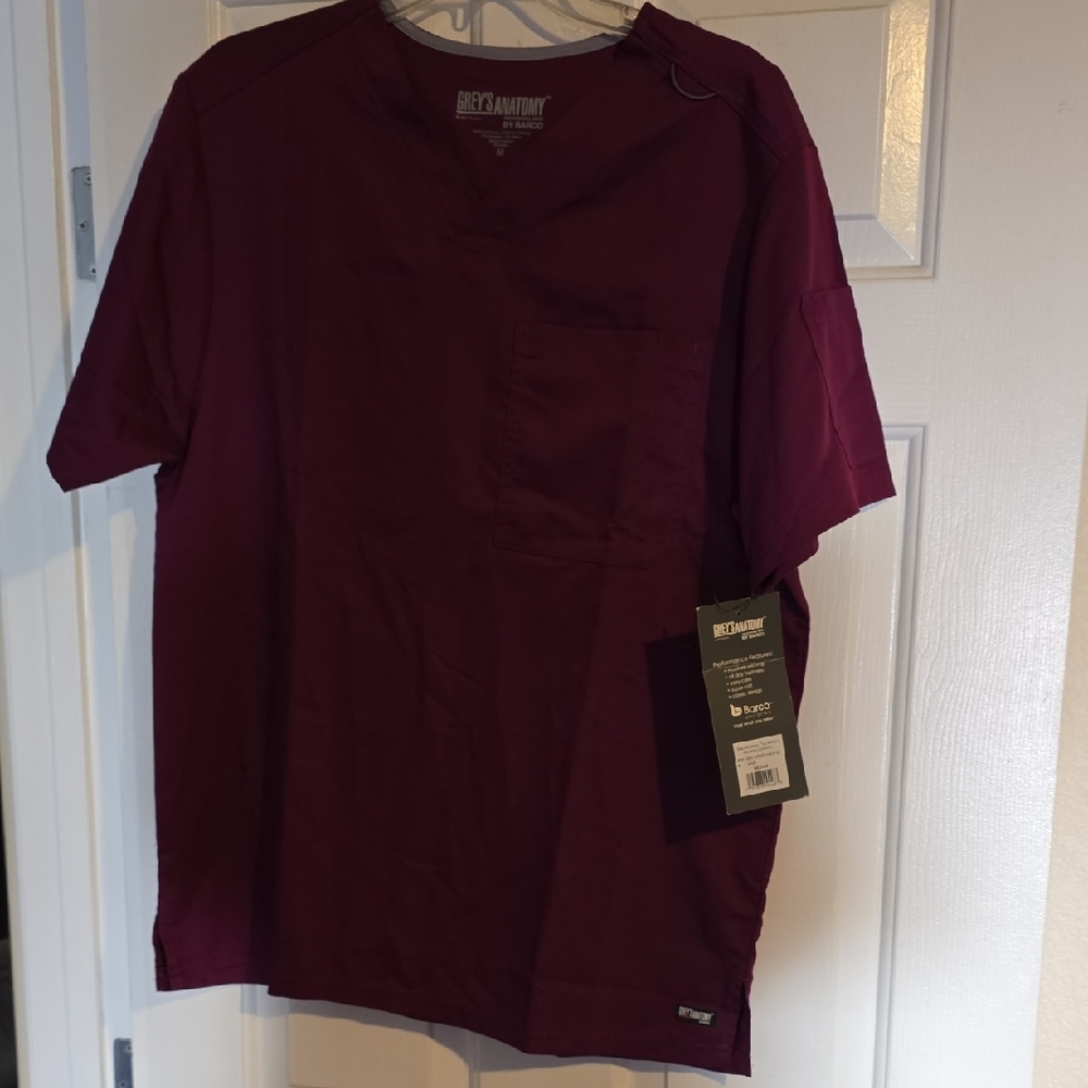 Grey's Anatomy Unisex Dark Wine Short Sleeve Uniform